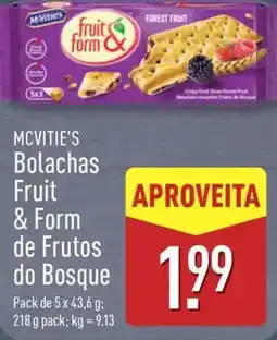 ALDI MCVITIE'S Bolachas Fruit & Form de Frutos do Bosque promoção