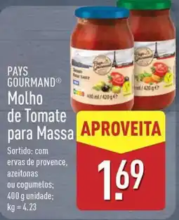 ALDI PAYS GOURMAND Molho de Tomate para Massa promoção