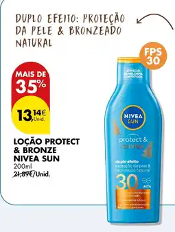 Pingo Doce Loção protect & bronze nivea sun FPS 30 promoção