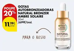 Pingo Doce Gotas autobronzeadoras natural bronzer ambre solaire promoção