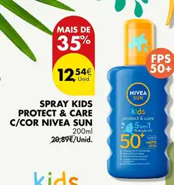 Pingo Doce Spray kids protect & care c/cor nivea sun FPS 50+ promoção