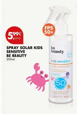 Pingo Doce Spray solar kids sensitive be beauty FPS 50+ promoção