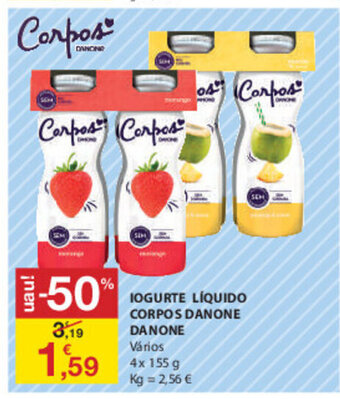 E.Leclerc Iogurte Líquido Corpos Danone 4x155g promoção