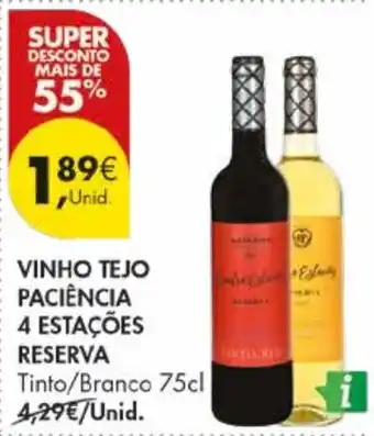 Pingo Doce Vinho tejo paciência 4 estações reserva promoção