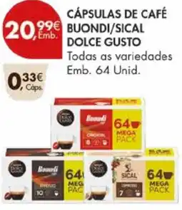 Pingo Doce Cápsulas de café buondi/sical dolce gusto promoção