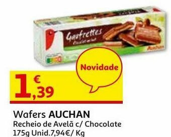 Auchan Wafers auchan:recheio avelã c.chocolate 175g promoção