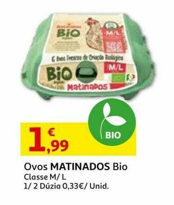 Auchan Ovos matinados:bio classe m/l 1/2 duzia promoção
