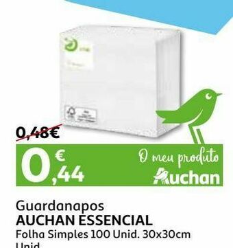 Auchan Guardanapos auchan essencial:folha simples 30x30cm 100un promoção