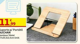 Suporte p/ portátil auchan:bamboo/metal 27x25.5x2.5cm