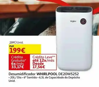 Auchan Desumidificador whirlpool de20w5252 promoção