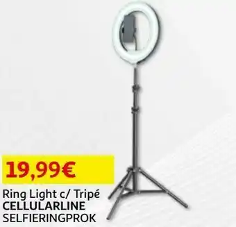 Auchan Ring light cellularline:c/ tripé selfieringprok promoção