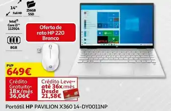 Auchan Portátil hp pavilion x360 14-dy0011np + oferta rato hp 220 branco promoção