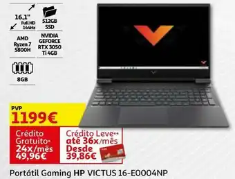 Auchan Portátil gaming hp victus 16-e0004np promoção