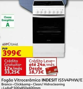 Auchan Fogão vitrocerâmica indesit:branco is5v4phw/e promoção