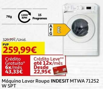 Maquina lavar roupa indesit:branco mtwa 71252 w spt