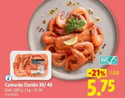 Lidl Camarão Cozido 30/40 promoção