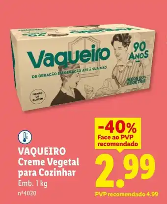 Lidl VAQUEIRO Creme Vegetal para Cozinhar promoção