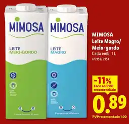 Lidl MIMOSA Leite Magro/ Meio-gordo promoção