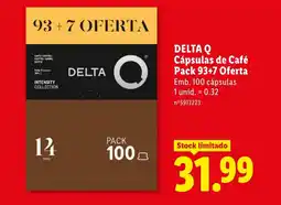 Lidl DELTA Q Cápsulas de Café Pack 93+7 Oferta promoção