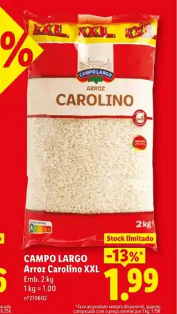 Lidl CAMPO LARGO Arroz Carolino XXL promoção