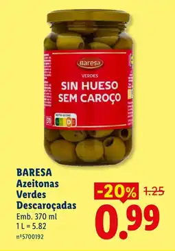 Lidl BARESA Azeitonas Verdes Descaroçadas promoção