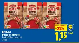 Lidl BARESA Polpa de Tomate promoção