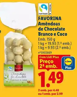 Lidl FAVORINA Amêndoas de Chocolate Branco e Coco promoção