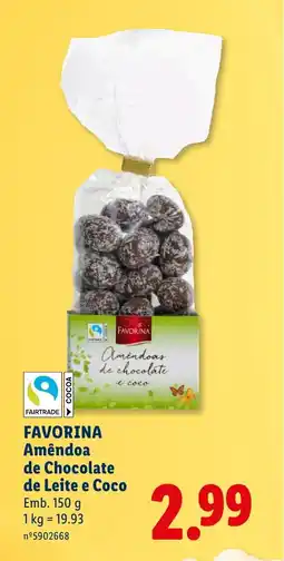 Lidl FAVORINA Amêndoa de Chocolate de Leite e Coco promoção
