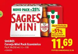 Lidl SAGRES Cerveja Mini Pack Económico promoção