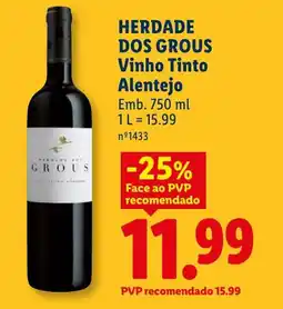 Lidl HERDADE DOS GROUS Vinho Tinto Alentejo promoção