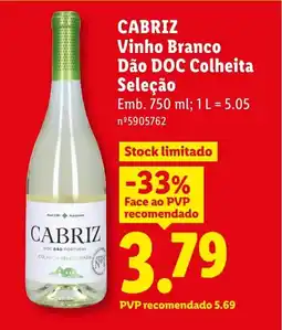 Lidl CABRIZ Vinho Branco Dão DOC Colheita Seleção promoção