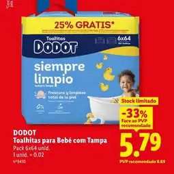Lidl DODOT Toalhitas para Bebé com Tampa promoção