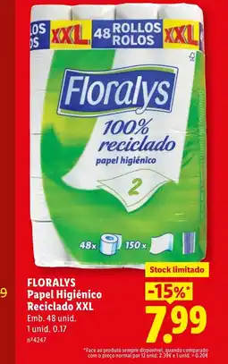Lidl FLORALYS Papel Higiénico Reciclado XXL promoção