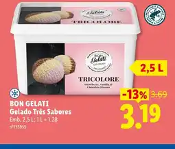 Lidl BON GELATI Gelado Três Sabores promoção