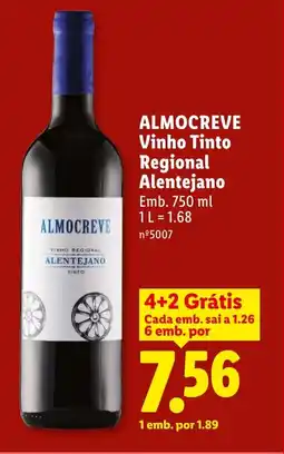 Lidl ALMOCREVE Vinho Tinto Regional Alentejano promoção