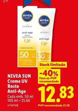 Lidl NIVEA SUN Creme UV Rosto Anti-Age promoção