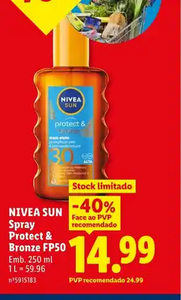 Lidl NIVEA SUN Spray Protect & Bronze FP50 promoção