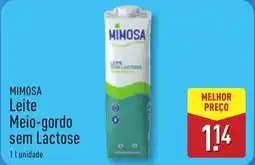 ALDI MIMOSA Leite Meio-gordo sem Lactose promoção