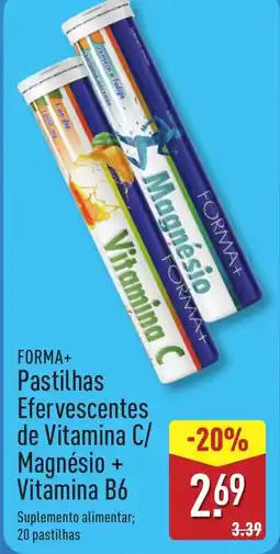 ALDI FORMA+ Pastilhas Efervescentes de Vitamina C/ Magnésio + Vitamina B6 promoção