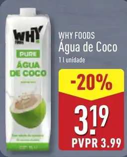 ALDI WHY FOODS Agua de Coco promoção