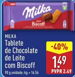ALDI MILKA Tablete de Chocolate de Leite com Biscoff promoção
