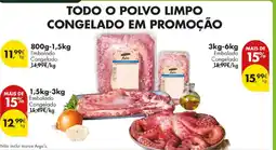 Pingo Doce Todo o polvo limpo congelado em promoção 1.5kg-3kg promoção