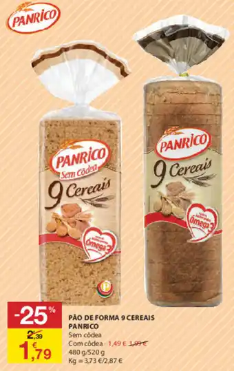 E.Leclerc Pão de Forma 9 Cereais Panrico 480g/520g promoção