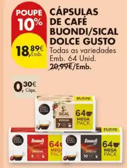 Pingo Doce Cápsulas de café buondi/sical dolce gusto promoção