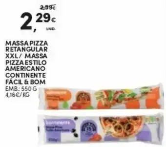 Continente Massa Pizza Retangular XXL/Massa Pizza Estilo Americano Continente Fácil & Bom 550g promoção