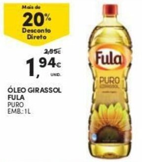 Continente Óleo Girassol Fula Puro 1L promoção