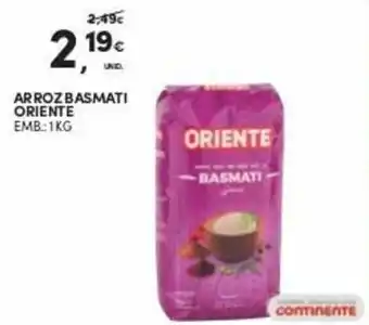 Continente Arroz Basmati Oriente 1kg promoção