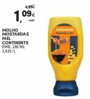 Continente Molho Mostarda e Mel Continente 285ml promoção