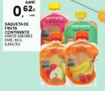 Continente Saqueta de Fruta Continente 90g promoção