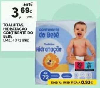 Continente Toalhitas Hidratação Continente do Bebé 4x72 unid promoção